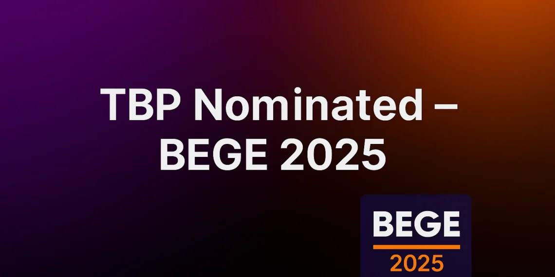 TBP Studio Shortlisted for Rising Star of the Year at BEGE Awards 2025